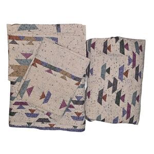 Vintage Aztec Cannon Illusion Full Size 4 Piece Sheet Set, Made In‎ USA